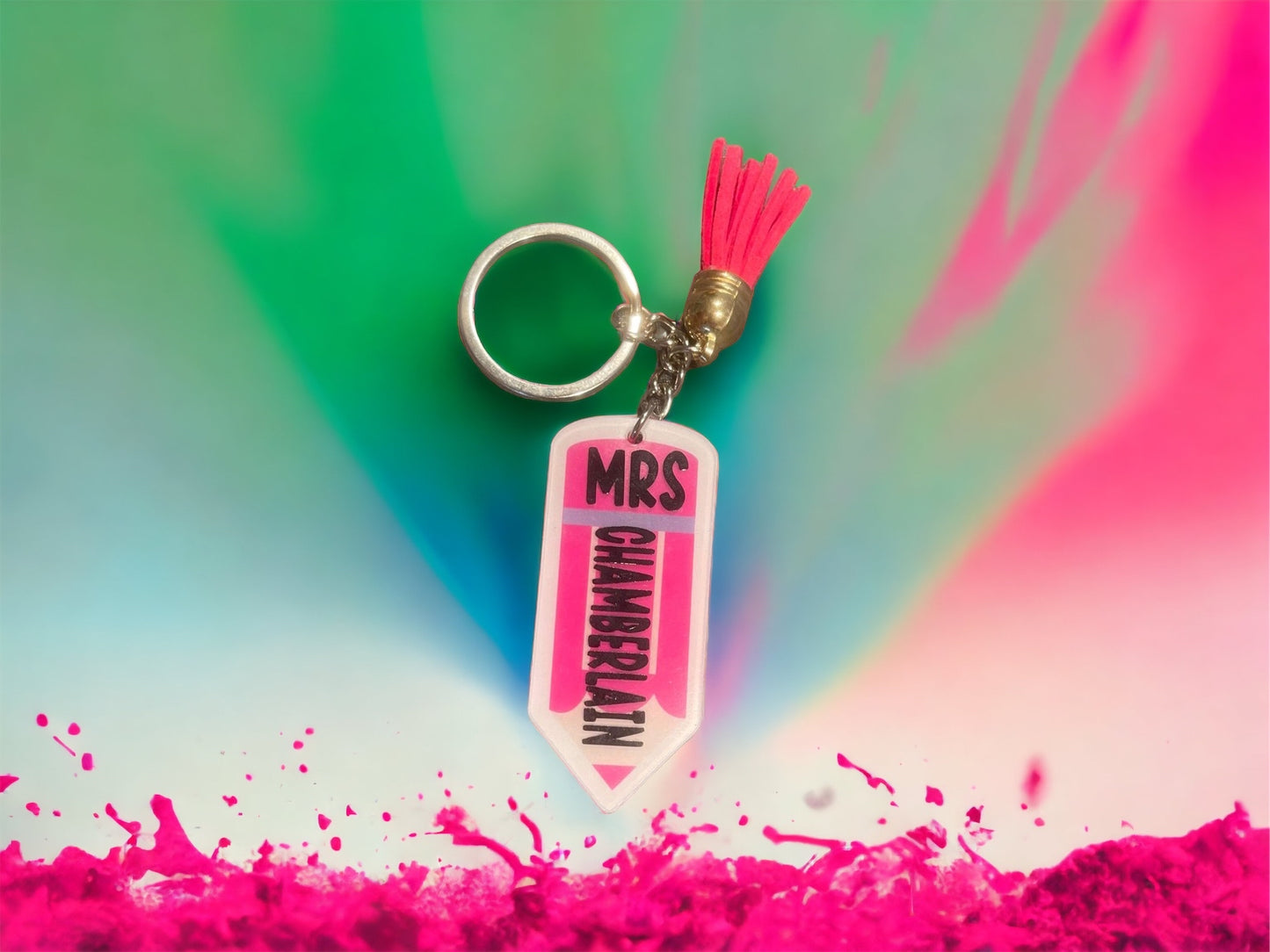 Pencil shaped keyring