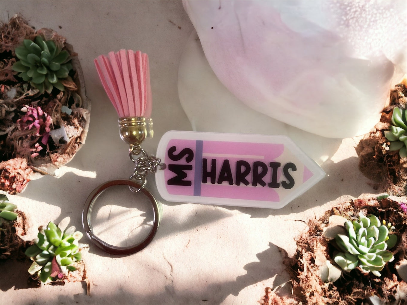 Pencil shaped keyring