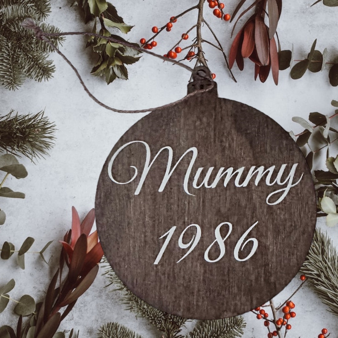 Personalised wooden bauble