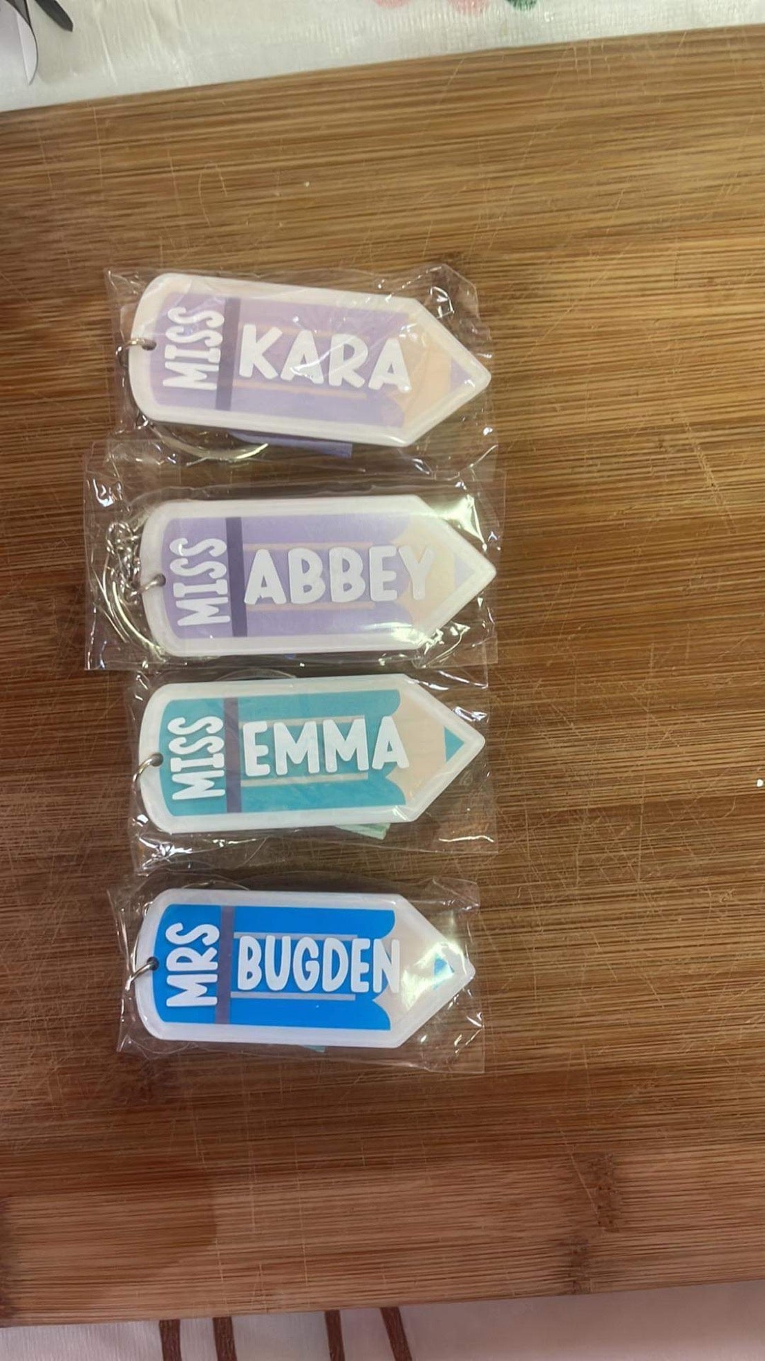 Pencil shaped keyring