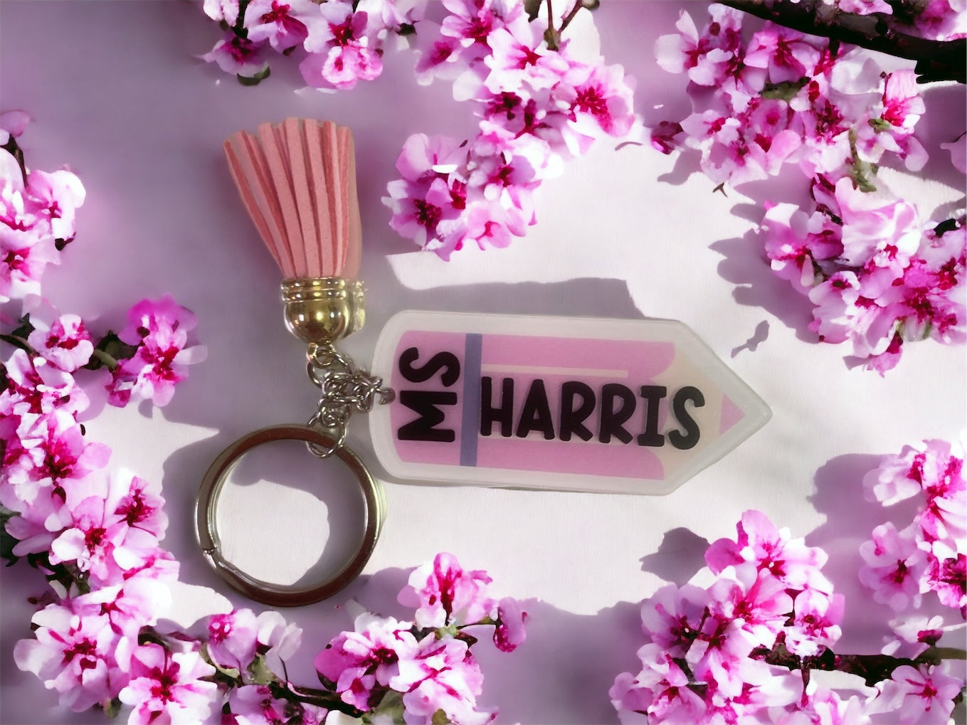Pencil shaped keyring