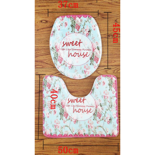 Plush toilet seat lid cover and floor mat set