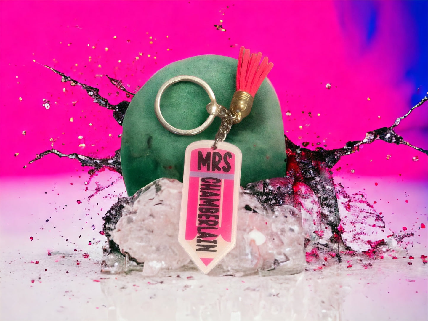 Pencil shaped keyring