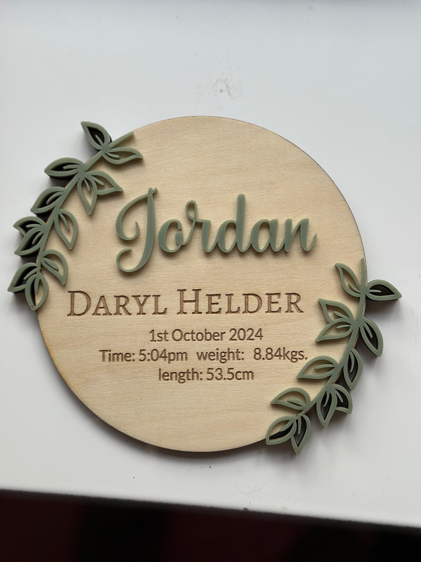 Birth announcement plaques (double or single sided)