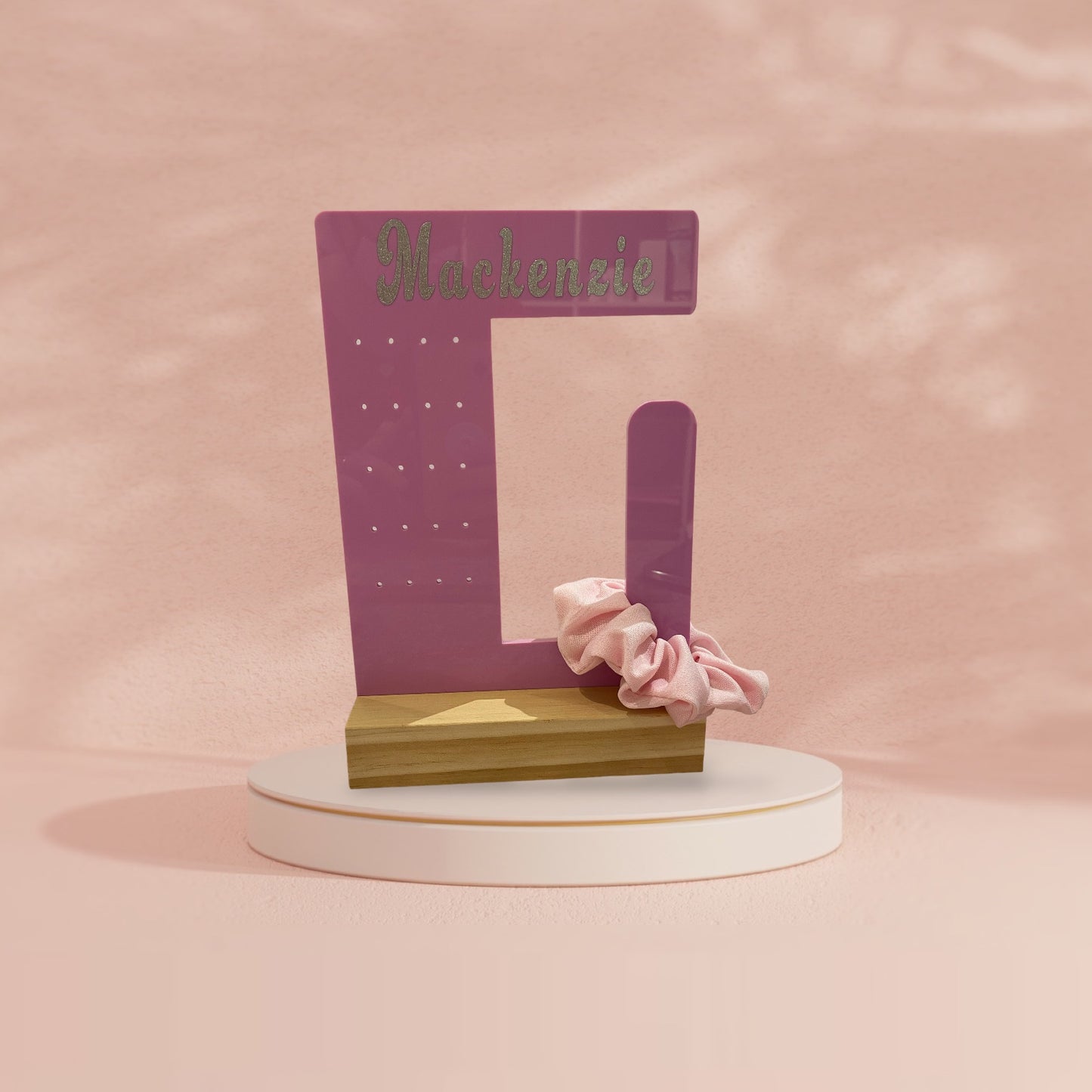Personalised earring and scrunchie holders
