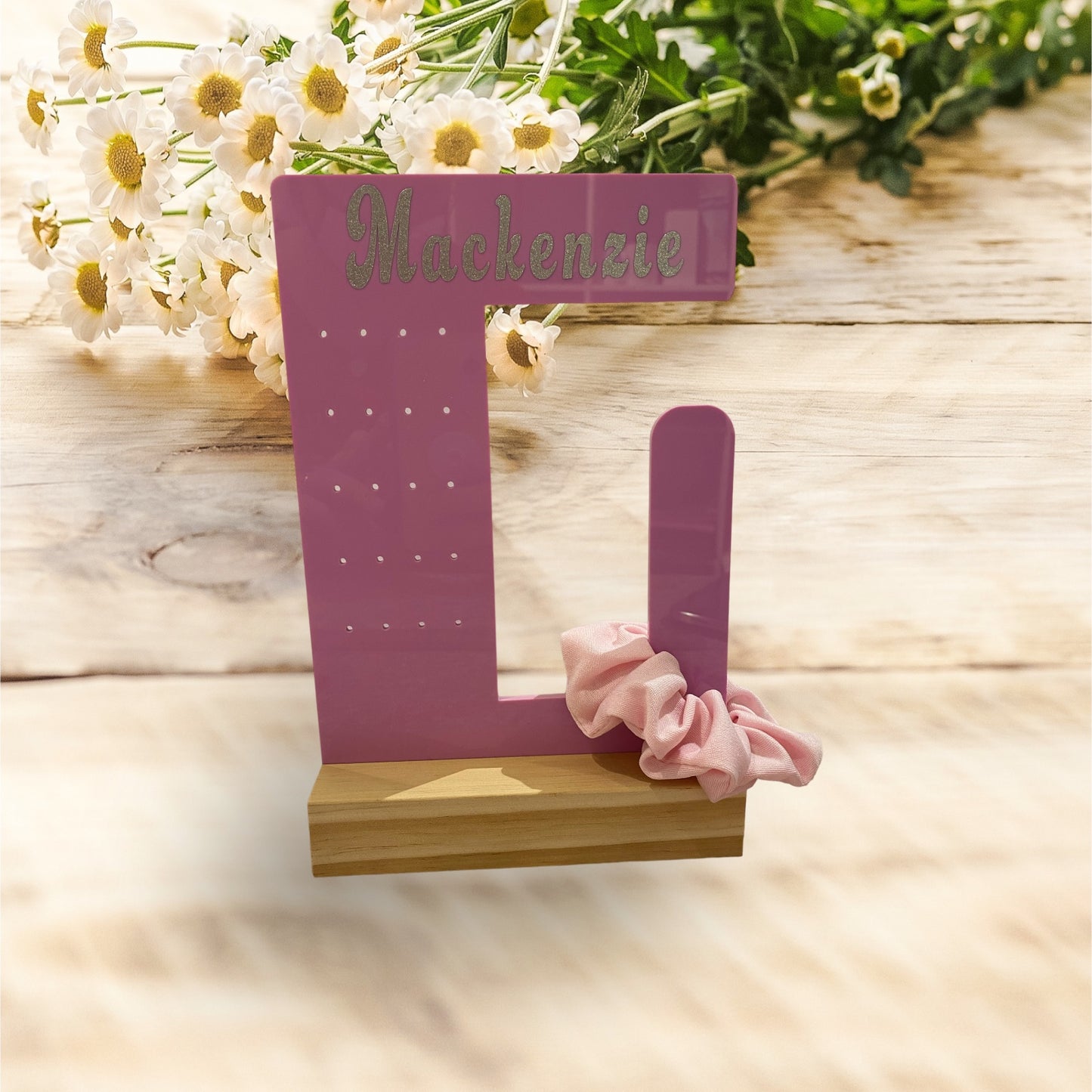 Personalised earring and scrunchie holders