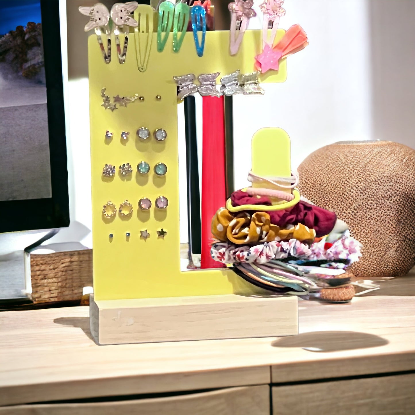 Personalised earring and scrunchie holders