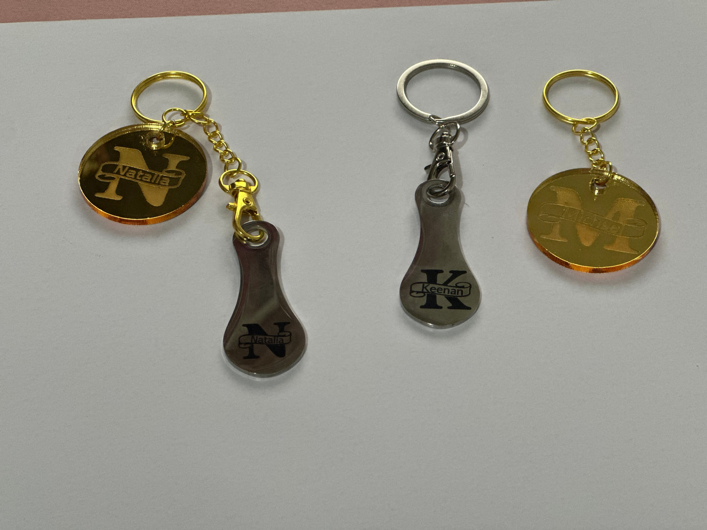 Personalised Key Rings - Acrylic, metal, wood, leather, stainless, bottle opener
