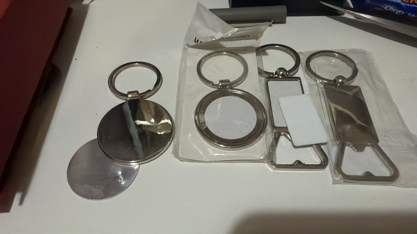 Personalised Key Rings - Acrylic, metal, wood, leather, stainless, bottle opener