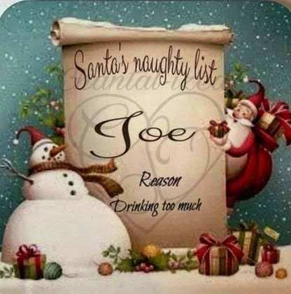 Naughty/good list Christmas coasters