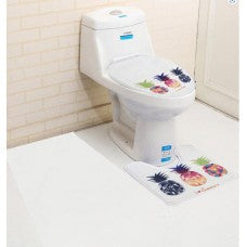 Plush toilet seat lid cover and floor mat set