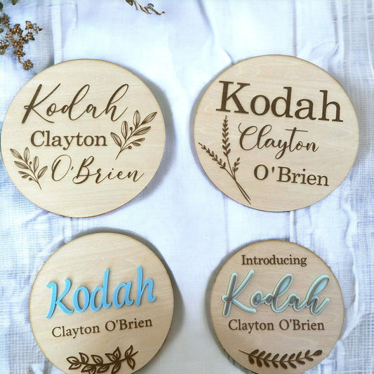 Birth announcement plaques (double or single sided)