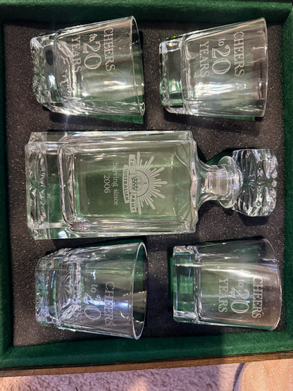 Personalised scotch decanter and glasses set