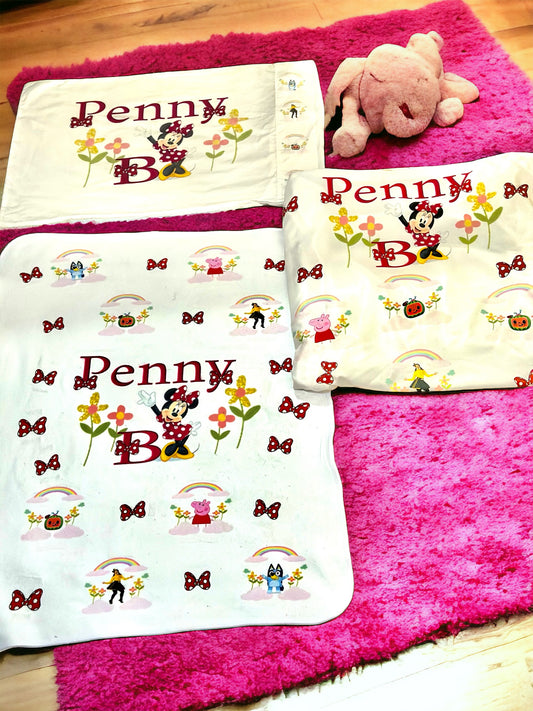 Personalised baby blanket and sheets