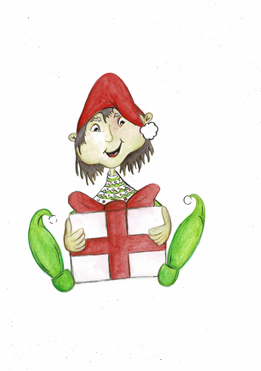 Elf with present